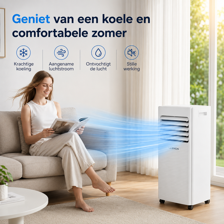 LEENON Air Conditioning Unit 2,6 kW Verplaatsbare Air Conditioner, Wit