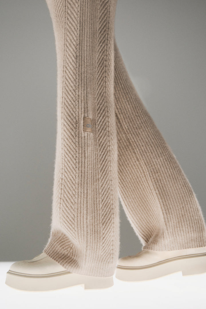 Winter Magic Cashmere Wide Leg Pant - Flax Heather